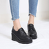 [GOOB GADIS] Sepatu Fashion Platform Renda Wedge Wanita, Kulit Sintetis - Buatan KOREA